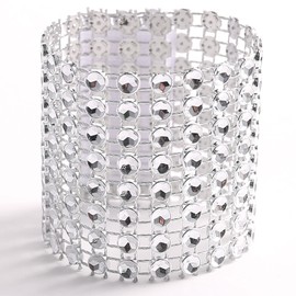 SKY CANDYBAR 100 Pcs Rhinestone Napkin Rings Diamond Silver