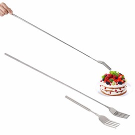 23cm-63cm Extendable Fork, Long Handle Extending Funny Stainless Steel Tablewar, Extended Dinner Fork, Extension Fork for Fruit
