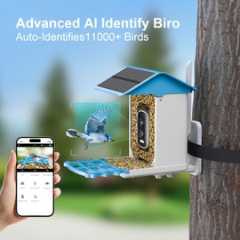 Smart Bird Feeder with Camera, AI Recognition and Solar Powered, Identify 11000+ Bird Species, Auto Capture & Notify, Ideal Gift for B ird Lovers.