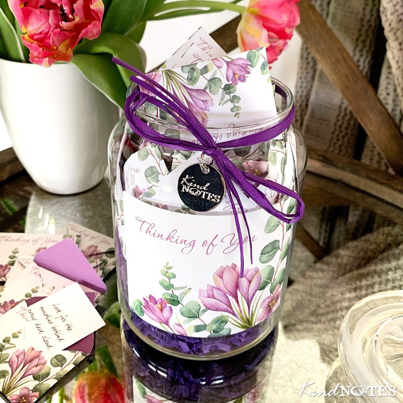 KindNotes Glass Keepsake Gift Jar with Sympathy Messages - Botanical