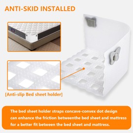 AOBOD Bed Sheet Holders Keep Sheets Firm & Tight, Fitted Sheet Corners Holders with Lock, Bed Sheet Clips/Straps for Lateral Sleepers and Restless Partners, Fits All Sheet Sizes (Grey)