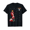 Funny Santa Basketball Christmas Throw Gift T-Shirt, black