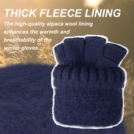 ehsbuy Fingerless Gloves for Men Thermal Soft Fleece Lined Half Finger Winter Warm Knitted Gloves for Working Driving Cycling Outdoor Sports