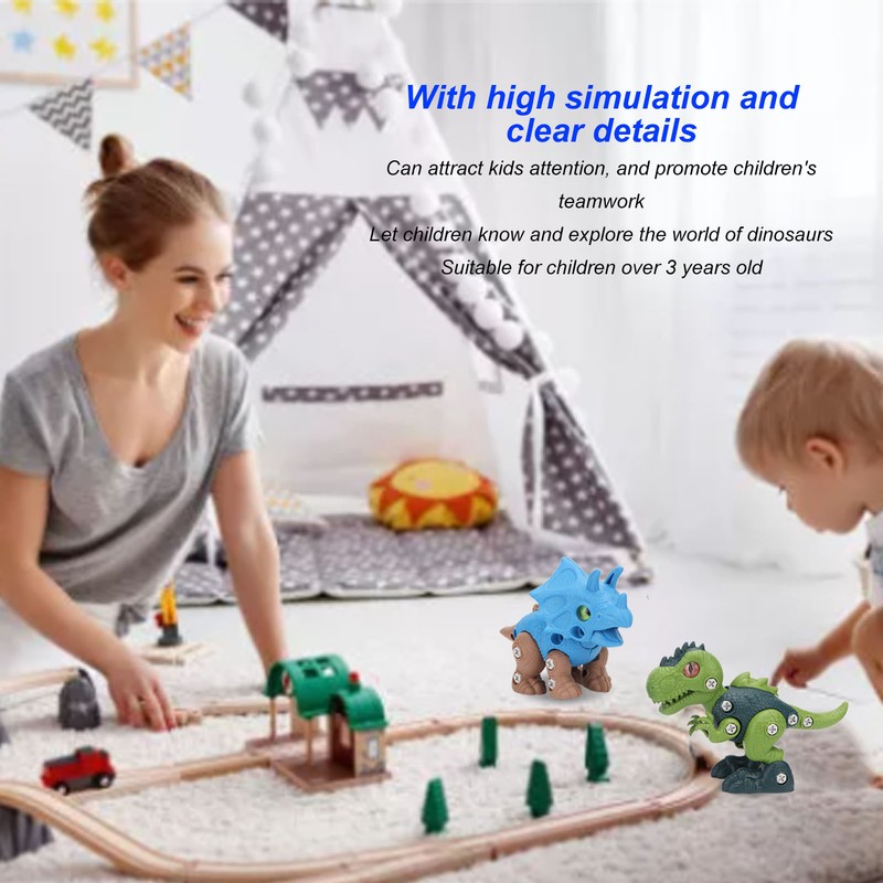 2 Sets Dinosaur Assemble Toy Develop Hand On Ability Educational