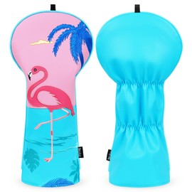 mytag Tropical Driver Headcover, Flamingo Patch Golf Driver Head Cover Pink/Light Blue