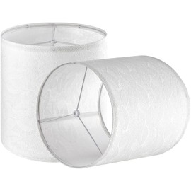 GO&SO 2 Pcs Jacquard Off-White Small Drum Lamp Shades with Leaf Texture,10 Inch Lamp Shade (Spider),Premium Replacement Lamp Shades for Bedside Lamps,Shelf Lamps, Minimalist Décor Shades-Easy Assembly