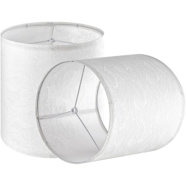 GO&SO 2 Pcs Jacquard Off-White Small Drum Lamp Shades with