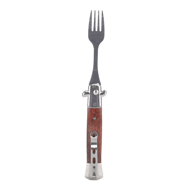 Spring Fork Rosewood Handle Stainless Steel Foldable Spring Fork for