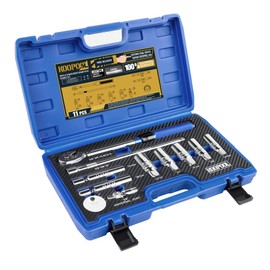 11pc Magnetic Spark Plug Socket Set, 3/8" Click Torque Wrench, Spark Plug Gap Tool, Magnetic Swivel Sockets, U Joint and 10" Extension Bar（11pcs）
