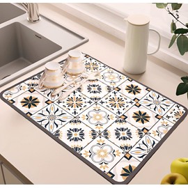 Drying Mat, Kitchen, Quick Drying, Absorbent Mat, Diatomaceous Earth, Kitchen Dish Drying Mat, Rolled, Washable, Slip, Dish Rest, Sponge Wipe, Antibacterial, Deodorizing, Quick Drying, Oil-Resistant, Septal Heat, Easy Care, Light Gray (11.8 x 15.7 inches (30 x 40 cm)