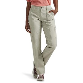 Lee Women's Ultra Lux Comfort with Flex-to-Go Utility Pant, Salina Stone, 10 Petite