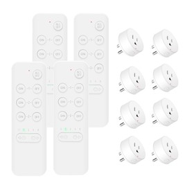 Wireless Remote Control Electrical Outlet Switch, NineLeaf Remote Control Outlet Wireless Light Switch, Remote Control Outlet Plug for Lamp and Household Appliance 15A/1500W, 500FT (4Remotes+8Plugs)