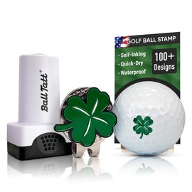 Ball Tatt - Golf Ball Stamper, Self-Inking Golf Ball Stamp, Custom Golf Ball Marker with 1.25" Hat Clip, Reusable Golf Ball Marking Tool to Identify Golf Balls, Golfer Gift Golfing Accessories Clover