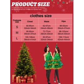 Berlune 7 Pcs Christmas Tree Costume Set for Women Outfit Dress Hat Headband Bag Glasses Frame Socks Sequins