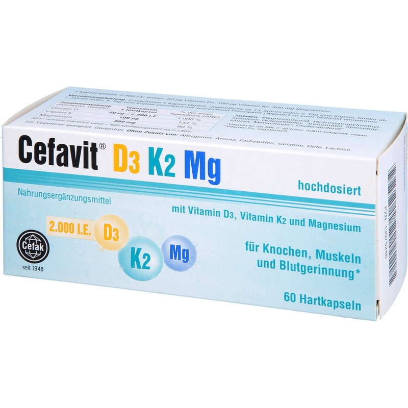 Cefavit D3 K2 mg Hard Capsules for Bones, Muscles and