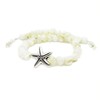 White Freshwater Shell Bracelet with Starfish Charm, Beach Jewelry, Coastal