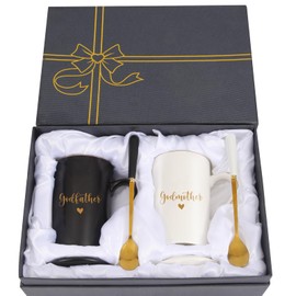 DIDOSJME Godparents Proposal Gift Set, Godmother & Godfather Coffee Mugs with Gift Box, Pregnancy Announcement Birthday Gifts from Godchild 14oz