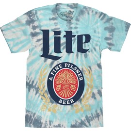 Tee Luv Men's Miller Lite Beer Tie Dye Shirt (Coral Reef) (L)