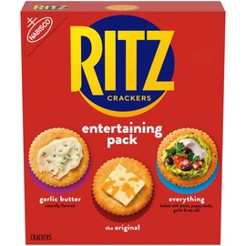 RITZ Crackers Entertaining Variety Pack with Original, Everything, and Garlic Butter Crackers, Snacks for Kids and Adults, Party Snacks, 10.3 oz