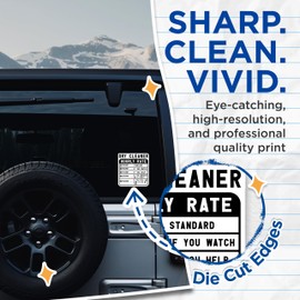 (2 Pack) Dry Cleaner Hourly Rate Stickers - Funny Dry Cleaner Price List Stickers - Humorous Laundry Room Decor - 5" On Longest Side - Sticks to Smooth Flat Surfaces - Made in USA - BMCS4952