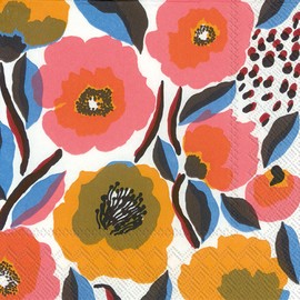 【marimekko】ランチサイズ ペーパーナプキン ROSARIUM ホワイト×ローズ 20枚入り