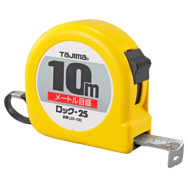 Tajima H5PA0MY Hi Lock Measuring Tape, Yellow, 10 m x 25 mm