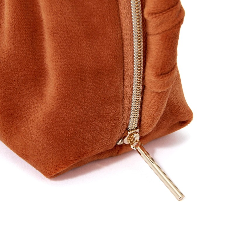 Francfranc Velour Pleated Stand Pouch, orange