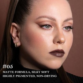 BINGBRUSH 2-in-1 Gradient Lip Liner & Lipstick Combo,Matte Longwear Waterproof Lip Pencil with Cone Tip,Smudge Proof Crayon for Flawless Ombre Contour,Women's Long Lasting Makeup Set (05#Dark Brown)