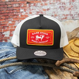 HOOEY Rank Stock Adjustable Snapback Mesh Back Trucker Hat (Black/White)