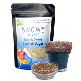 Snowy River Holiday, Cocktail & Margarita Sugar Rimmer - Vibrant Naturally Colored Sugar for Cocktail Rimming, Baking & Decorating, Medium Crystal - 4oz