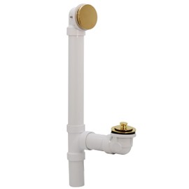 Westbrass 494244H-01 SCH. 40 PVC Bath Waste & Overflow Assembly with Illusionary Faceplate and Lift & Turn Drain Plug, 1-Pack, Polished Brass
