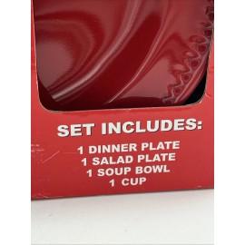 Emeril's Emeril Bistro Red 4 Piece Place Setting Dinner / Salad Plate Bowl Mug NEW