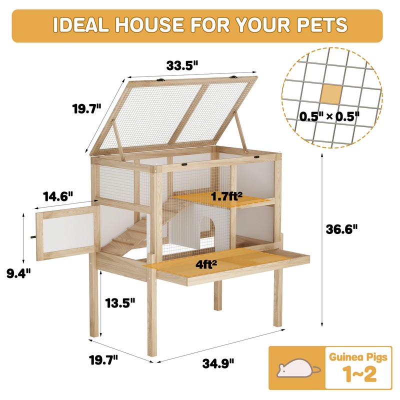 DAWNSPACES Large Guinea Pig Cage for 2, Small Animals Rabbit