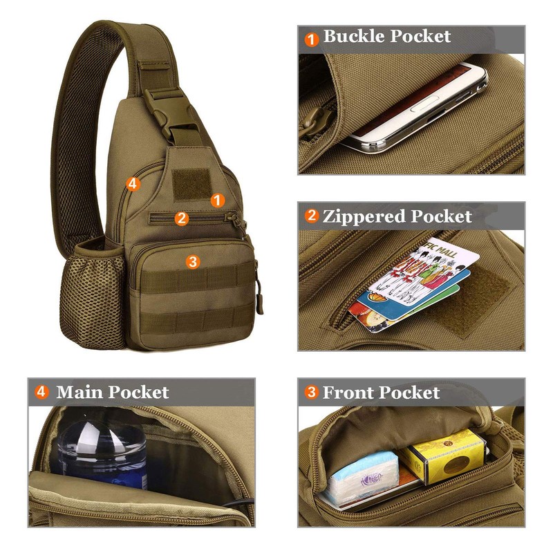 BAIGIO Tactical Sling Backpack Bag for Men Molle Crossbody Shoulder