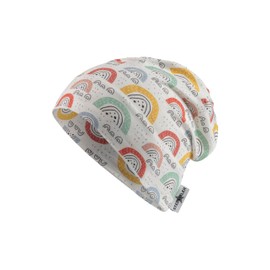 Sterntaler Beanie Rainbow - Baby Hat Made of Flame Yarn Jersey for Girls with UV Protection 50+ - Lightweight Hat with Rainbow Print Protects the Head from the Sun on Hot Days, ecru