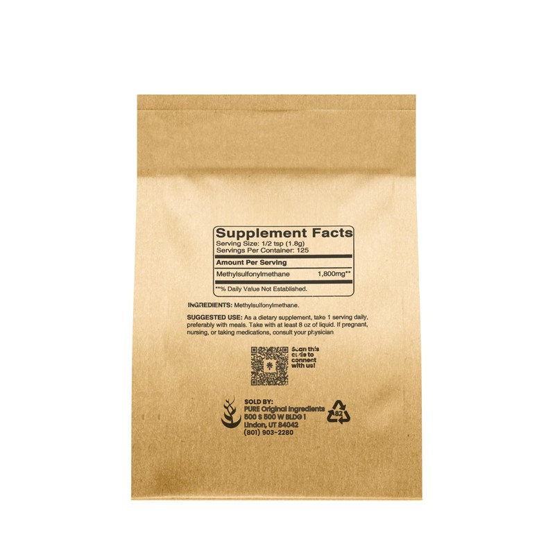 PURE ORIGINAL INGREDIENTS Methylsulfonylmethane (8 oz) MSM, Natural Sulfur, Dietary