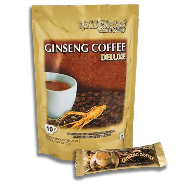 Ginseng Coffee Deluxe - Soluble Coffee with Ginseng - 10 Sticks of 20 g