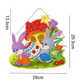 ZOYIEP 5D Easter Diamond Painting, Easter Diamond Painting Kits, Rabbit Easter Eggs, DIY Diamond Painting Pendant with Hanging Chain, Rabbit Diamond Painting for Wall Decoration (A)