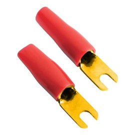 Xscorpion BS8R 10 Pack of 8 Gauge Gold-Plated Red Barrier Spade Terminals