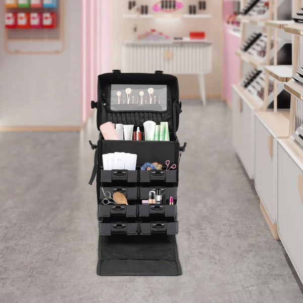 SENDERPICK Makeup Case Professional Rolling Cosmetic Case with Drawers Travel