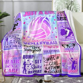PEWETON Volleyball Blanket Volleyball Gifts for Girls,Sport Volleyball Stuff Throw and Blankets for Team Women Funny Volleyball Sofa Couch Bedroom Home Decor 50"x40"