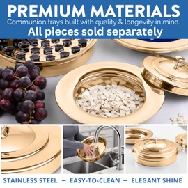 Steadfast Selections - (Bread Tray Lid) Premium Gold Communion Trays for Churches | Communion Set | Communion Plates for Church | Communion Tray Set | Communion Supplies | Church Communion Ware