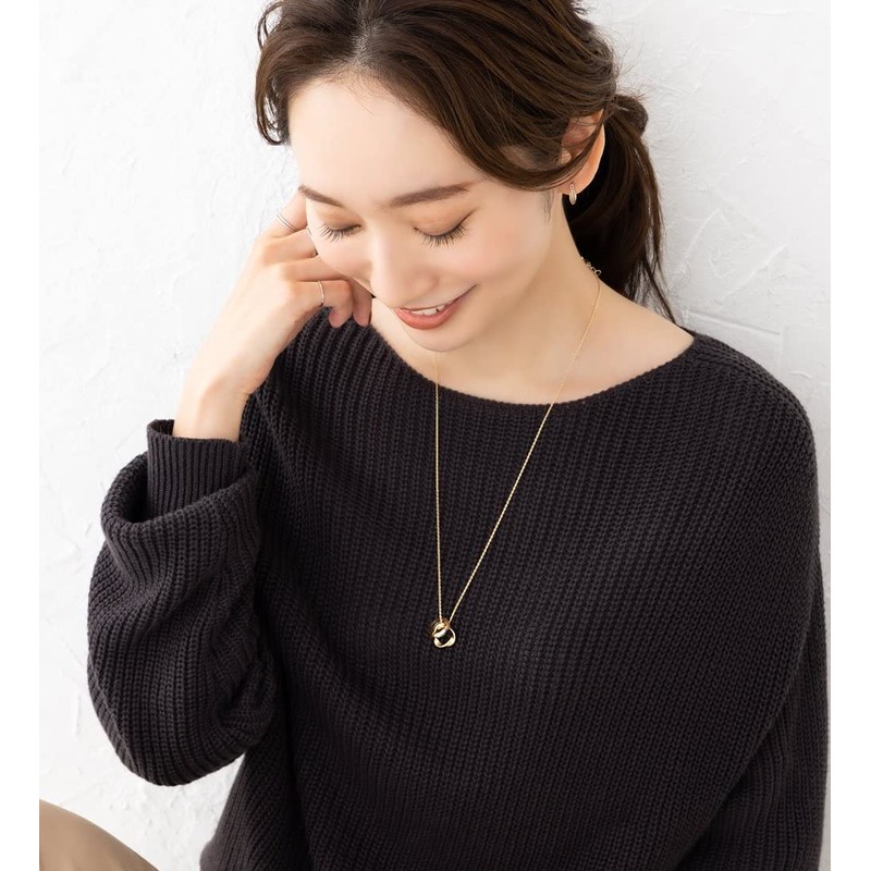 Cream Dot Necklace, Women's Popular, Long Chain, Circle, Metal, Semi-Matte,