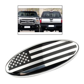 ontto 1 Piece 6.9 Inch US Flag Car Front Grille Bumper Emblem Badge Fit for F150 F250 F350 Edge Explorer Ranger Expedition Tailgate Replacement Cover Silver
