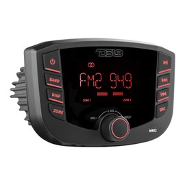 DS18 MRX2 Marine and Powersports Headunit Media Center Receiver with AM/FM Radio, USB and Bluetooth, LCD Screen, 2 Zones, 4 Volts Output, BT, RDS 4X40 Watts