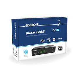 EDISION Picco T265 Full HD H.265 HEVC Terrestrial FTA Receiver T2, (1x DVB-T2, USB, HDMI, SCART, S/PDIF, IR Eye, USB Support, 2-in-1 Remote Control, Black)