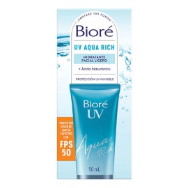Bioré Aqua Rich Crema Facial Ácido Hialurónico Spf50 Piel Mixta 50ml