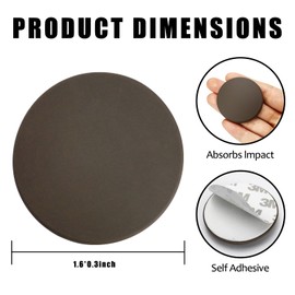 FAMLEAF 1.6" Wall Door Handle Stopper, 12PCS Brown Self Adhesive Wall Protector Rubber Door Bumpers, Solution for Stopping Damage from Doors Knobs, Shock Absorbent and Noise Reduction