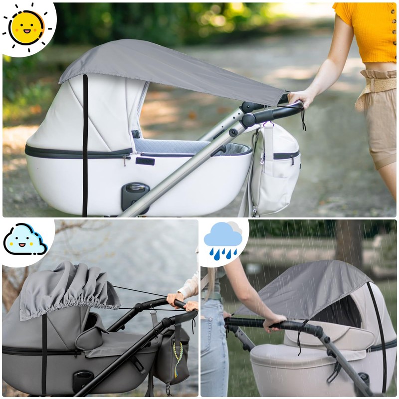 Bighan Universal Awning for Prams, Sun Protection with UV, Flexible