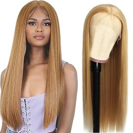 Salharer Real Hair Wig for Women Wigs Straight Human Hair Wig 13 x 6 Lace Front Wig Real Hair with Baby Hair Any Part #27 Honey Blonde Colour 16 Inches